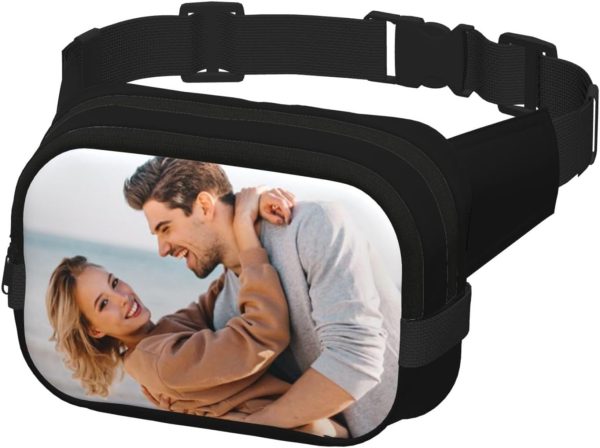 Custom Fanny Pack Unisex. Personalized Belt Bag with Name Text Logo Photo. Customized Waist Packs Gift for Sport Workout Running Hiking Travel. Black - Image 8