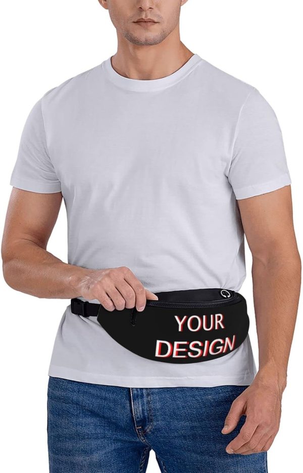 Custom Adjustable Waist Bag Design Your Logo Photo Text Personalized Fanny Pack Soft Waist Pack Customized Adjustable Belt Bag for Travel Hiking Sports Running - Image 5
