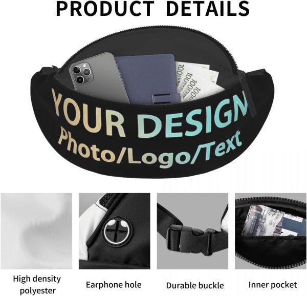 Custom Fanny Pack with Adjustable Belt. Personalized Add Your Photo Text Logo. Travel Hiking Sports Running for Waist Bag - Image 7