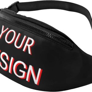 Custom Adjustable Waist Bag Design Your Logo Photo Text Personalized Fanny Pack Soft Waist Pack Customized Adjustable Belt Bag for Travel Hiking Sports Running