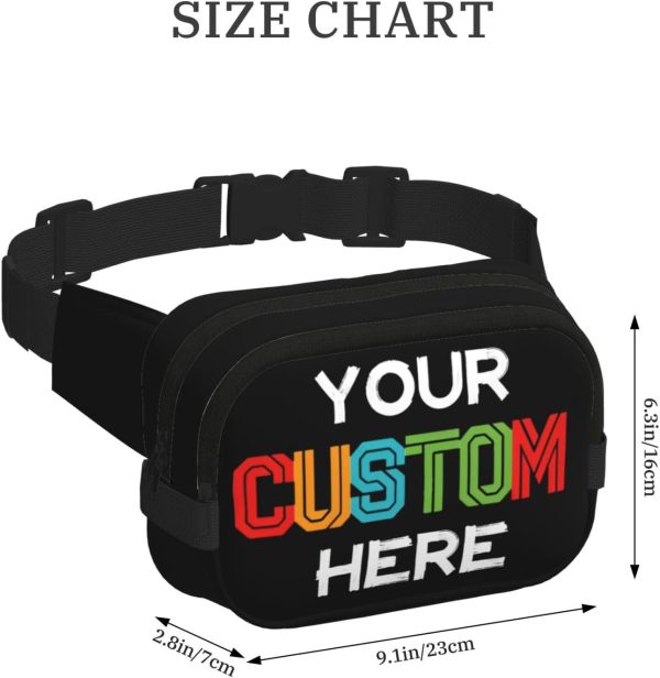 Custom Fanny Pack for Men Women. Personalized Waist Bags. Add Your Logo Text Photo. Customized Adjustable Sports Belt Bag Gifts for Workout Running Cycling Hiking Travel. Black - Image 4