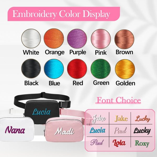Ulico Personalized Embroidered Belt Bag Women's Crossbody Bag with Adjustable Shoulder Strap Fashionable Waist Bag for Shopping. Running. Sports. Traveling. Christmas Gift - Image 2