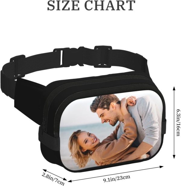Custom Fanny Pack Unisex. Personalized Belt Bag with Name Text Logo Photo. Customized Waist Packs Gift for Sport Workout Running Hiking Travel. Black - Image 4