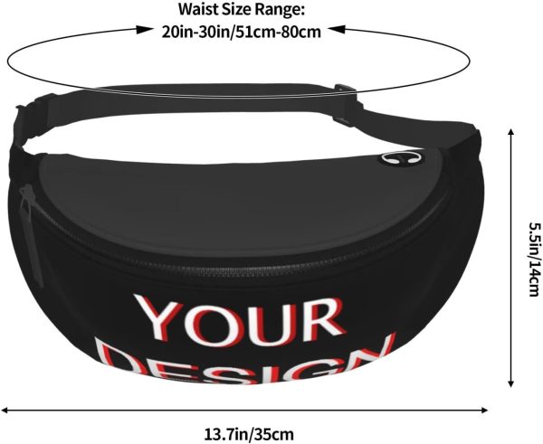 Custom Adjustable Waist Bag Design Your Logo Photo Text Personalized Fanny Pack Soft Waist Pack Customized Adjustable Belt Bag for Travel Hiking Sports Running - Image 2