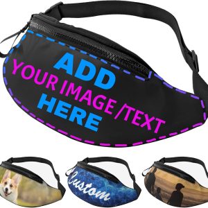 Custom Fanny Pack for Women Men Personalized Adjustable Waist Bag. Design Your Photo Text Belt Bags for Travel Running Cycling Hiking Sports