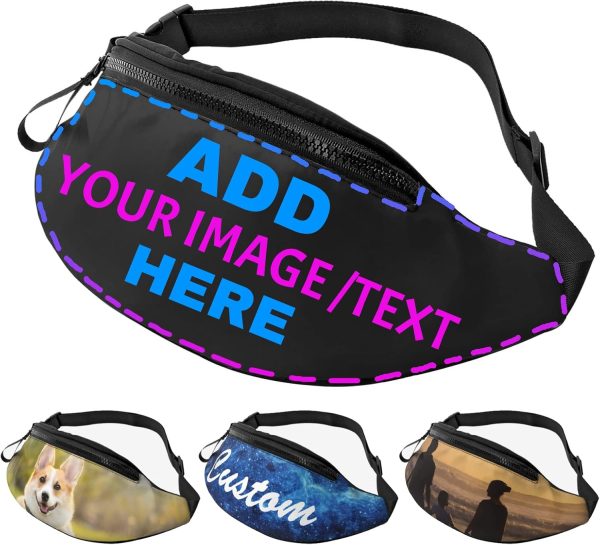 Custom Fanny Pack for Women Men Personalized Adjustable Waist Bag. Design Your Photo Text Belt Bags for Travel Running Cycling Hiking Sports