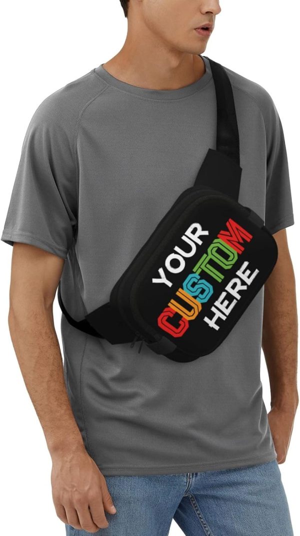 Custom Fanny Pack for Men Women. Personalized Waist Bags. Add Your Logo Text Photo. Customized Adjustable Sports Belt Bag Gifts for Workout Running Cycling Hiking Travel. Black - Image 2