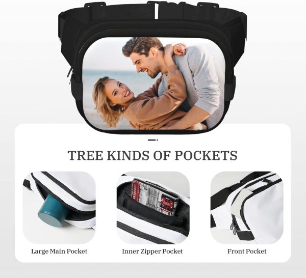 Custom Fanny Pack Unisex. Personalized Belt Bag with Name Text Logo Photo. Customized Waist Packs Gift for Sport Workout Running Hiking Travel. Black - Image 5
